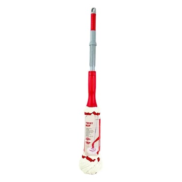 Twist Mop With Microfiber Mop Head And Self Locked Metal Handle- Red