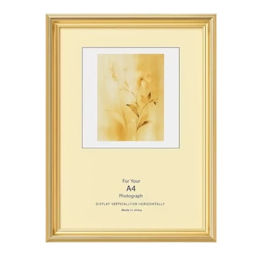 Elegant Golden Wooden Photo Frame For A4 Size Photo With Real Glass- 25X34Cm