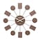 Round And Square Cookie Biscuit Themed Wall Clock With Fork And Knife As Hand- Dark Brown