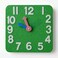 Rubber Square Shaped Big Glitter Wall Clock- Green