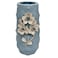 Ceramic Flower Vase For Home Decor Table Centerpieces, Flower Design Decorative Flowers Vase-24Cmx9Cm-Cyan