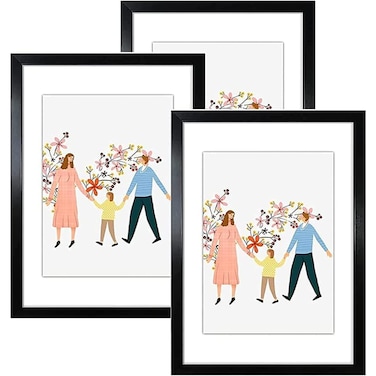 A4 Photo Frame With Mount Picture Frame Set Of 3 Black Photo Frame With Mat For Wall/Tabletop Frames For Home D&eacute;cor