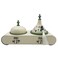 Elegant Palm Metal Incense Burner Set 30Cm*13Cm*17.5Cm, Ivory/Green