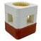 Diamond Shaped Incense Burner 11Cm*10Cm*9Cm, Gypsum Material, White/Dark Brown