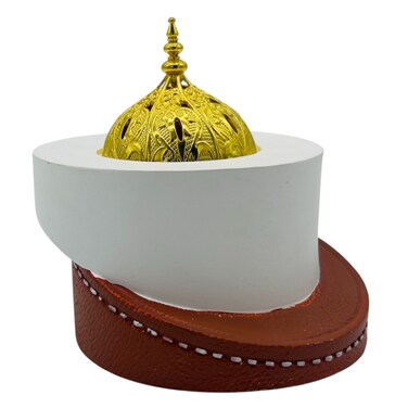 Cap Shaped Incense Burner 11Cm*13Cm*11.5Cm, Gypsum Material, White/Dark Brown