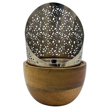 Wooden And Metal Incense Burner 13Cm*22Cm, Silver