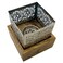 Square Wooden And Metal Incense Burner 14Cm*14Cm, Silver