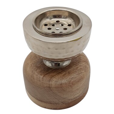 Wooden And Metal Incense Burner 12Cm*13Cm, Silver/Wood