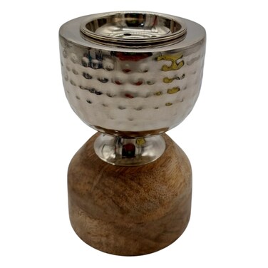 Wooden And Metal Incense Burner 10Cm*15.5Cm, Silver/Wood