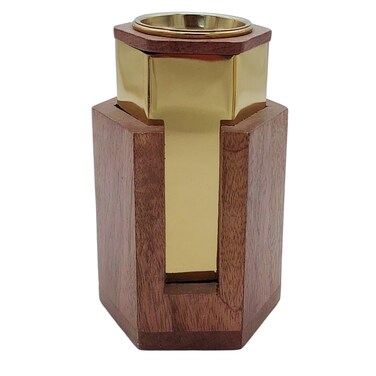 Wooden And Metal Incense Burner 11Cm*18Cm, Gold/Wood