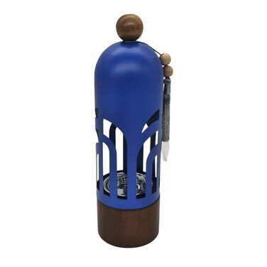 Incense Burner With Wooden Base And Metal Cover 28Cm*8Cm*8Cm, Blue
