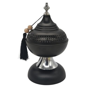 Metal Incense Burner With Cover 23Cm*12Cm*12Cm, Black/Silver