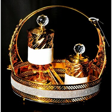 Incense Burner With Tray Set Golden White
