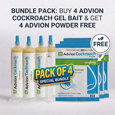 Advion Cockroach Gel Bait Pack of 4 with Free 4x Advion Dry Powder (5g) &ndash; Fast-Acting Indoor &amp; Outdoor Cockroach Control Set