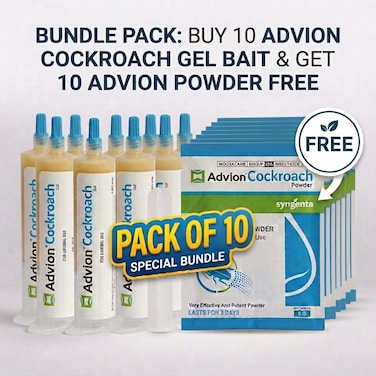 Advion Cockroach Gel Bait 10-Tube Combo Pack + 10 FREE Advion Cockroach Powders (5g) &ndash; Heavy Duty Professional Pest Control Solution