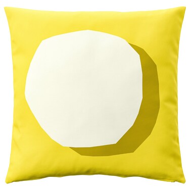 Cushion Cover Bright Yellow White/Outdoor Indoor 50X50 Cm