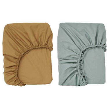 Fitted Sheet For Cot 2 In Pack Dark Yellow/Blue 60X120 Cm