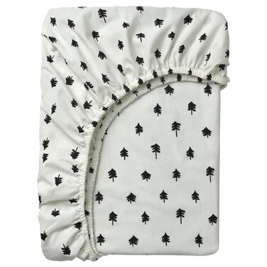 Fitted Sheet For Cot White/Tree Pattern 60X120 Cm
