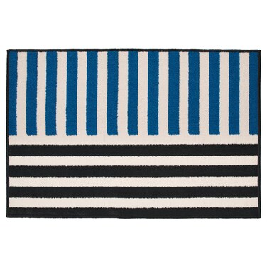 Rug Low Pile Blue Black/Stripe 60X90 Cm