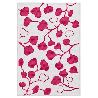 Rug Flatwoven Pink/Leaf Pattern 60X90 Cm