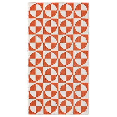 Rug Flatwoven Orange/Circle Pattern 80X150 Cm
