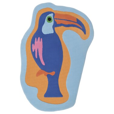 Rug Low Pile Blue Orange/Toucan 83X125 Cm