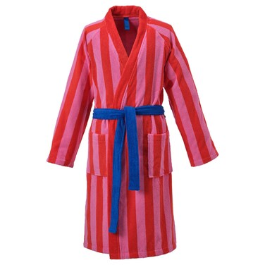 Bath Robe Red-Pink/Striped S/M