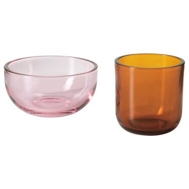 Tealight Holder Set Of 2 Pink/Brown