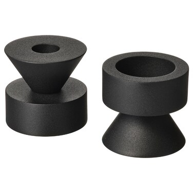 2 In Pack Candlestick/Tealight Holder Black 6 Cm