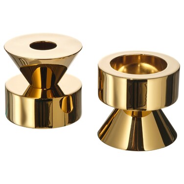 2 In Pack Candlestick/Tealight Holder Brass-Colour 6 Cm