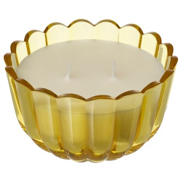 Scented Candle In Glass 2 Wicks Citrus Flower Bright Yellow-Green 22 Hr