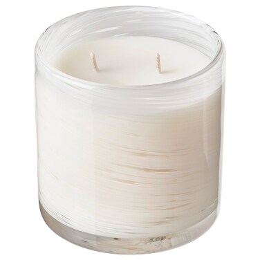 Scented Candle In Glass 2 Wicks Vanilla/Swirls White 50 Hr