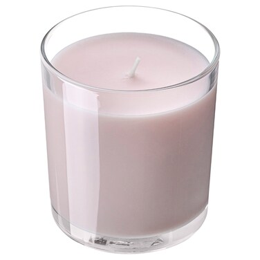 Scented Candle In Glass Pink Flowers Pale Pink 40 Hr