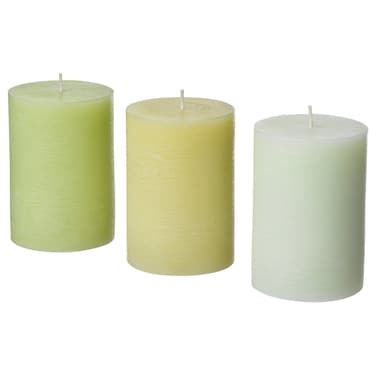 3 In Pack Scented Pillar Candle Apple Mixed Colours 30 Hr