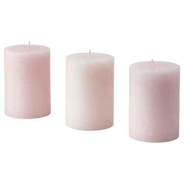 3 In Pack Scented Pillar Candle Jasmine/Pink 30 Hr