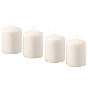 4 In Pack Unscented Block Candle Natural 8 Cm 15 Hr