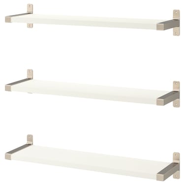 Wall Shelf Combination White/Nickel-Plated 80X20 Cm
