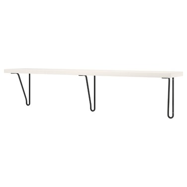 Wall Shelf Black/White 120X20 Cm