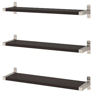 Wall Shelf Combination Brown-Black/Nickel-Plated 80X20 Cm