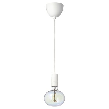 Pendant Lamp With Light Bulb White/Ellipse Shaped Multicolour