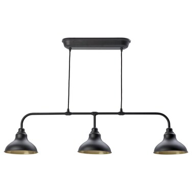 Pendant Lamp With 3 Lamps Black 122 Cm
