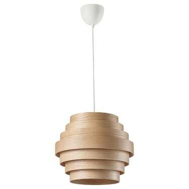 Pendant Lamp White Stained Oak Veneer/White 40 Cm