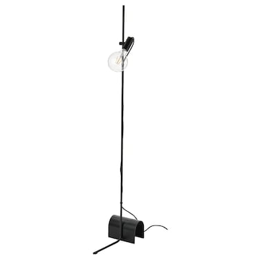 Floor Lamp With Light Bulb Black/Clear Glass