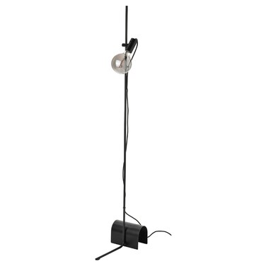 Floor Lamp With Light Bulb Black/Globe Grey Clear Glass