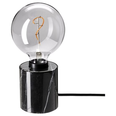 Table Lamp With Light Bulb Black/Grey Clear Glass 125 Mm