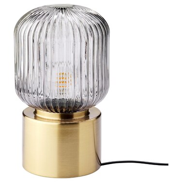 Table Lamp Brass/Grey Clear Glass 28 Cm