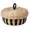 Box With Lid Banana Fibre/Black Stripe Pattern
