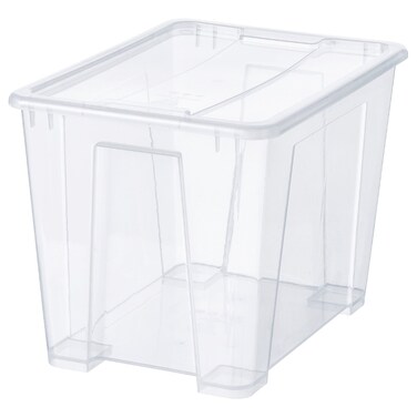 Box With Lid Transparent 39X28X28 Cm/22 L