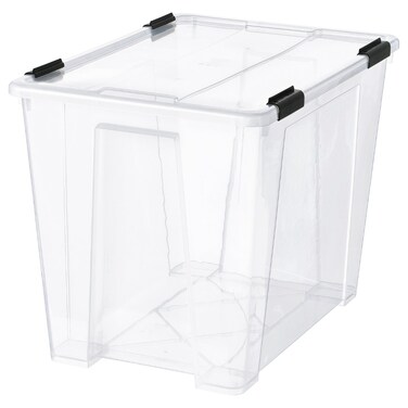 Box With Lid/Clip Lock Transparent/Black 57X39X43 Cm/65 L