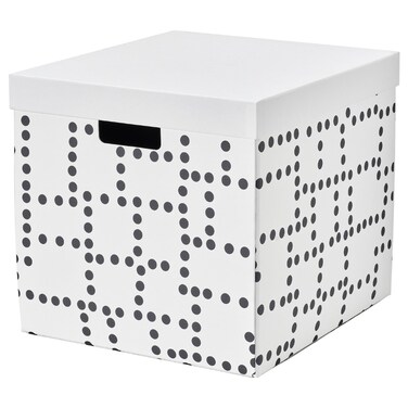 Storage Box With Lid White/Dotted 32X35X31 Cm